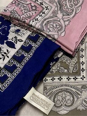 Banana Republic Scarves in Pink,  Blue & Taupe, Made in Italy, Vintage